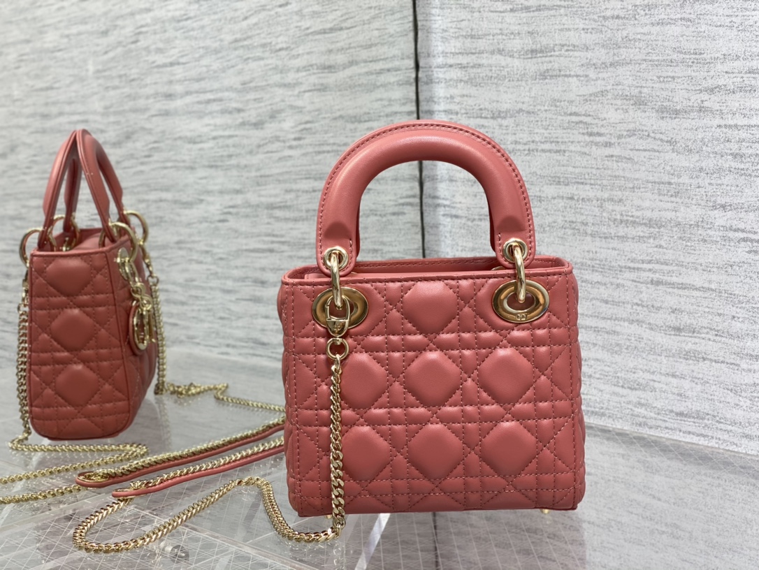 Mini Lady Dior Bag Coral Cannage Lambskin